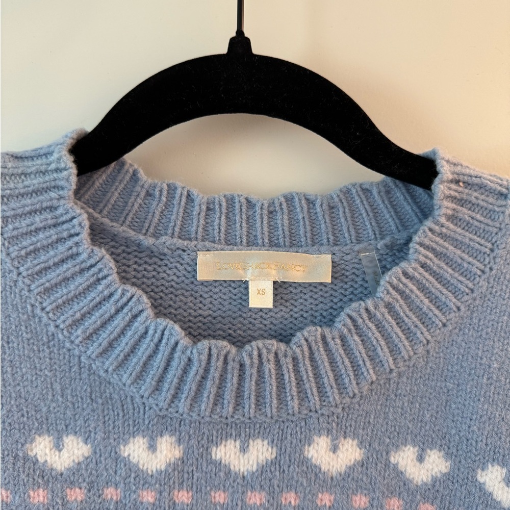 LoveShackFancy Cutie Knit Zaheer Pullover Blue With Pink Bows Size XS - Picture 6 of 6